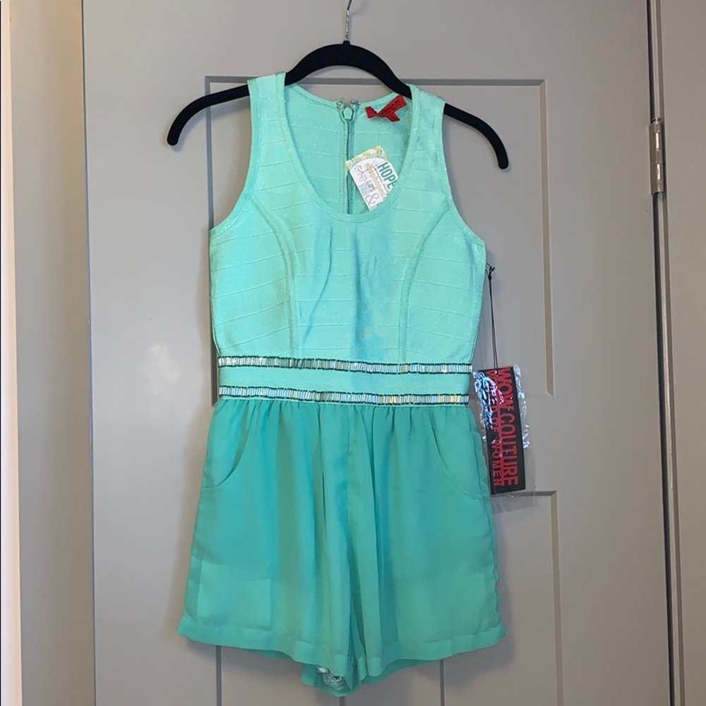 Green Beaded Romper